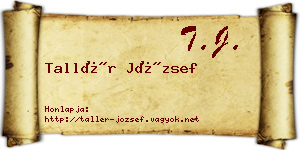 Tallér József névjegykártya