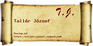 Tallér József névjegykártya